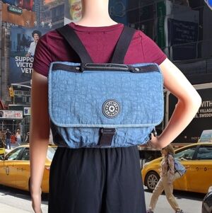 KIPLING Preppy Blue Jeans Crinkle Medium School Backpack Unisex